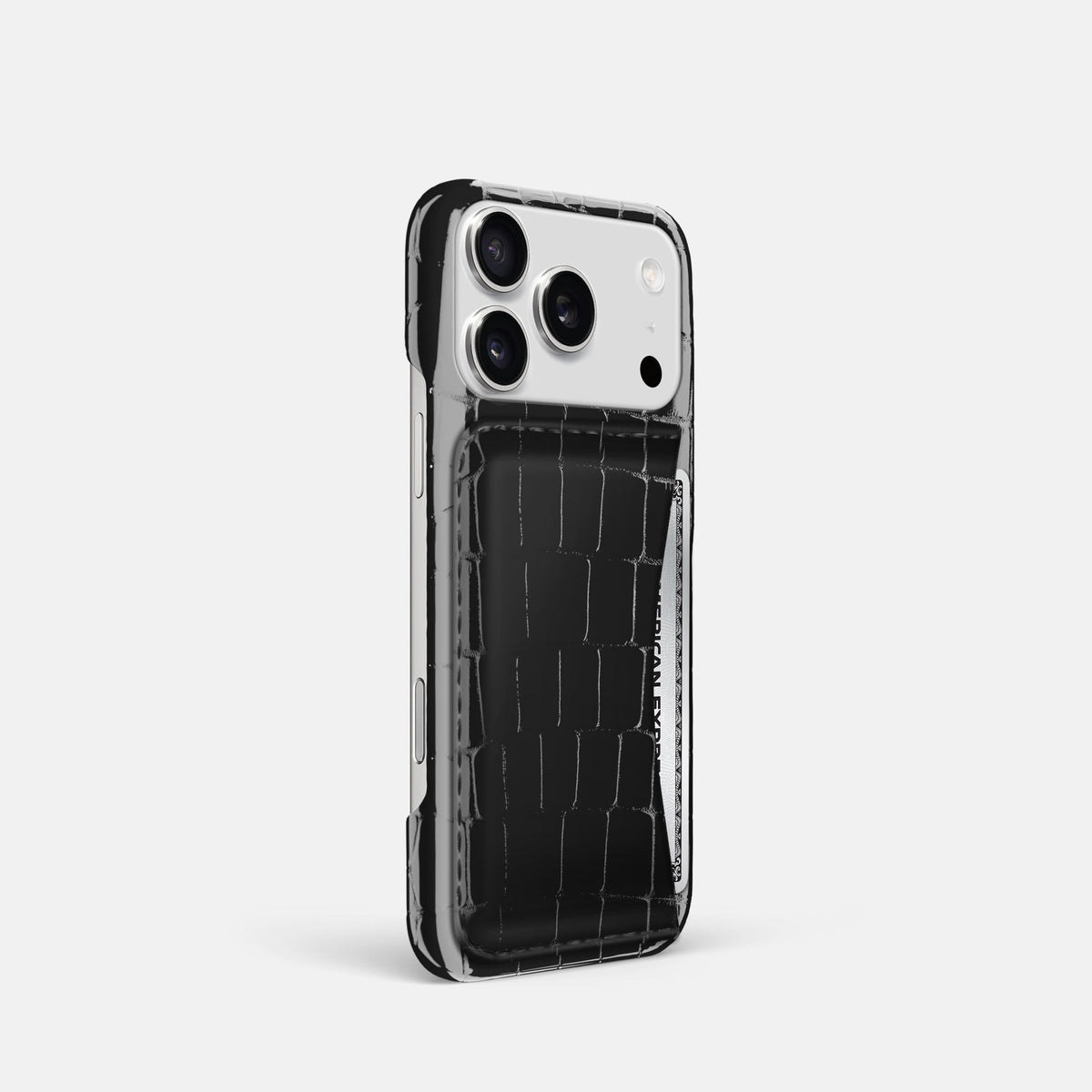 Slim Card Case For iPhone 18 Pro In Shiny Alligator -2 | Black