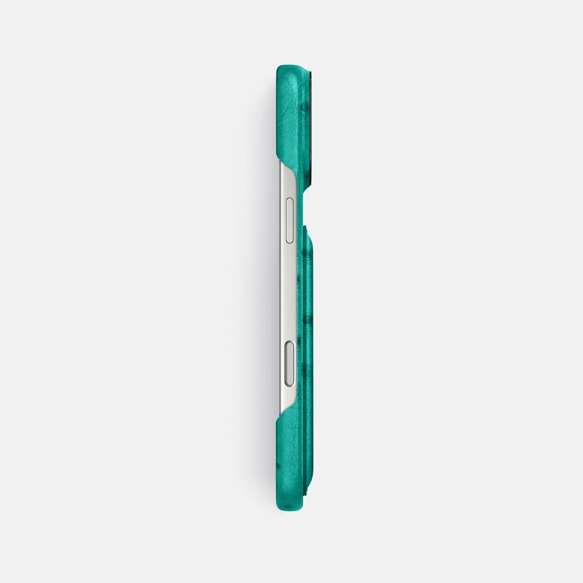 Double Card Case For iPhone 18 Pro Max In Ostrich -3 | Turquoise-Black