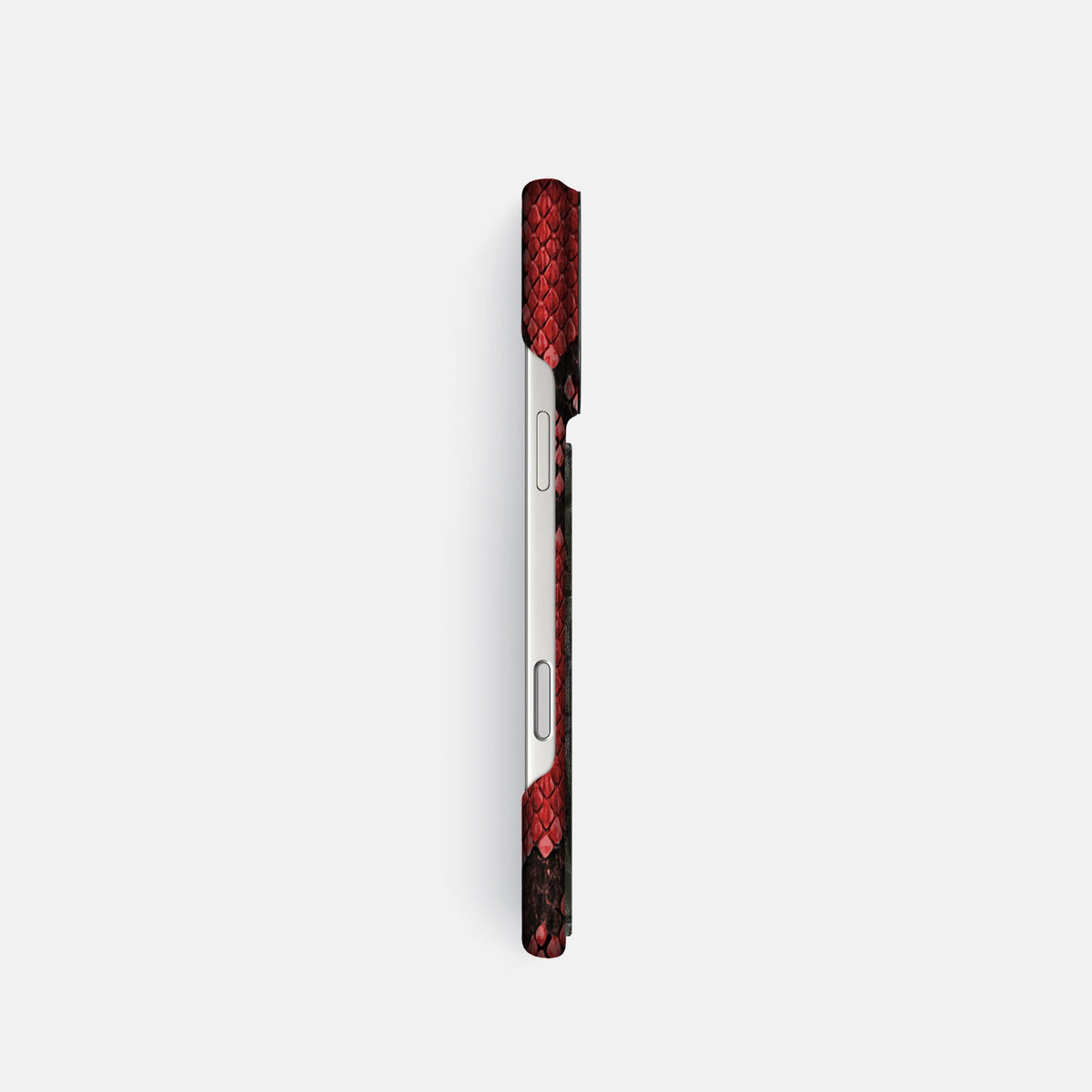 Classic Case With Carbon Dragon For iPhone 18 Pro In Deluxe Python -3 | Red-Black