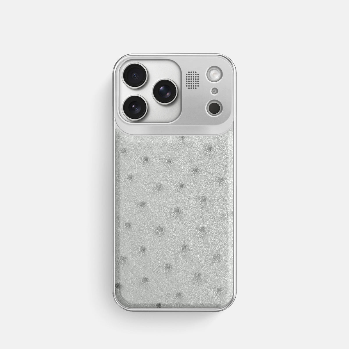 Metal Case For iPhone 17 Pro In Ostrich -1 | White-Steel