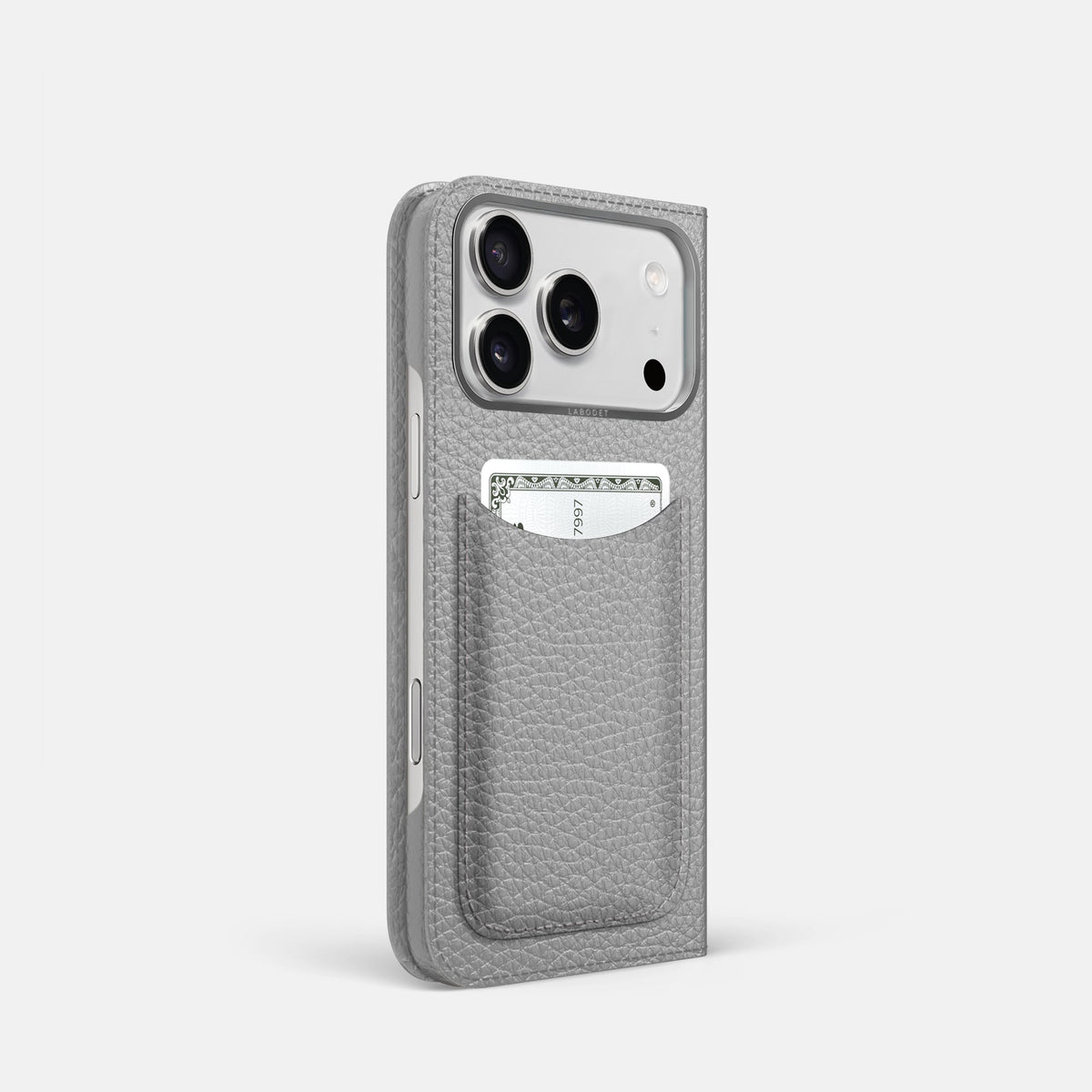Folio Case with Card For iPhone 18 Pro In Calf -1 | Nuage-Steel