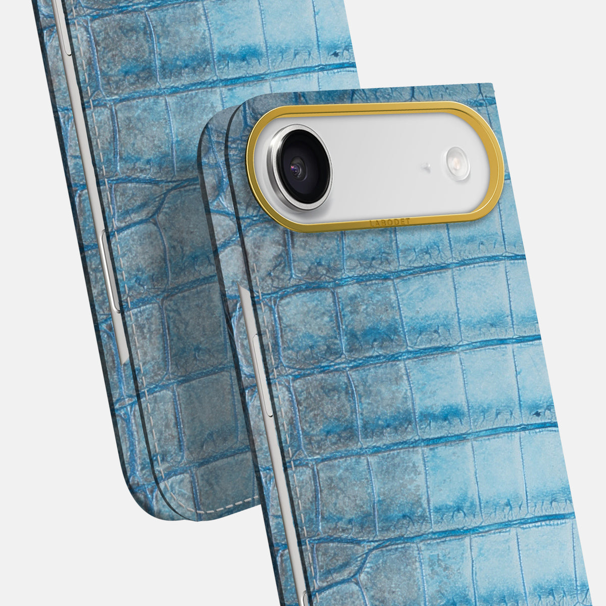 Folio Case For iPhone 17 Air In Himalayan Crocodile -5 | Ice-Blue-Gold