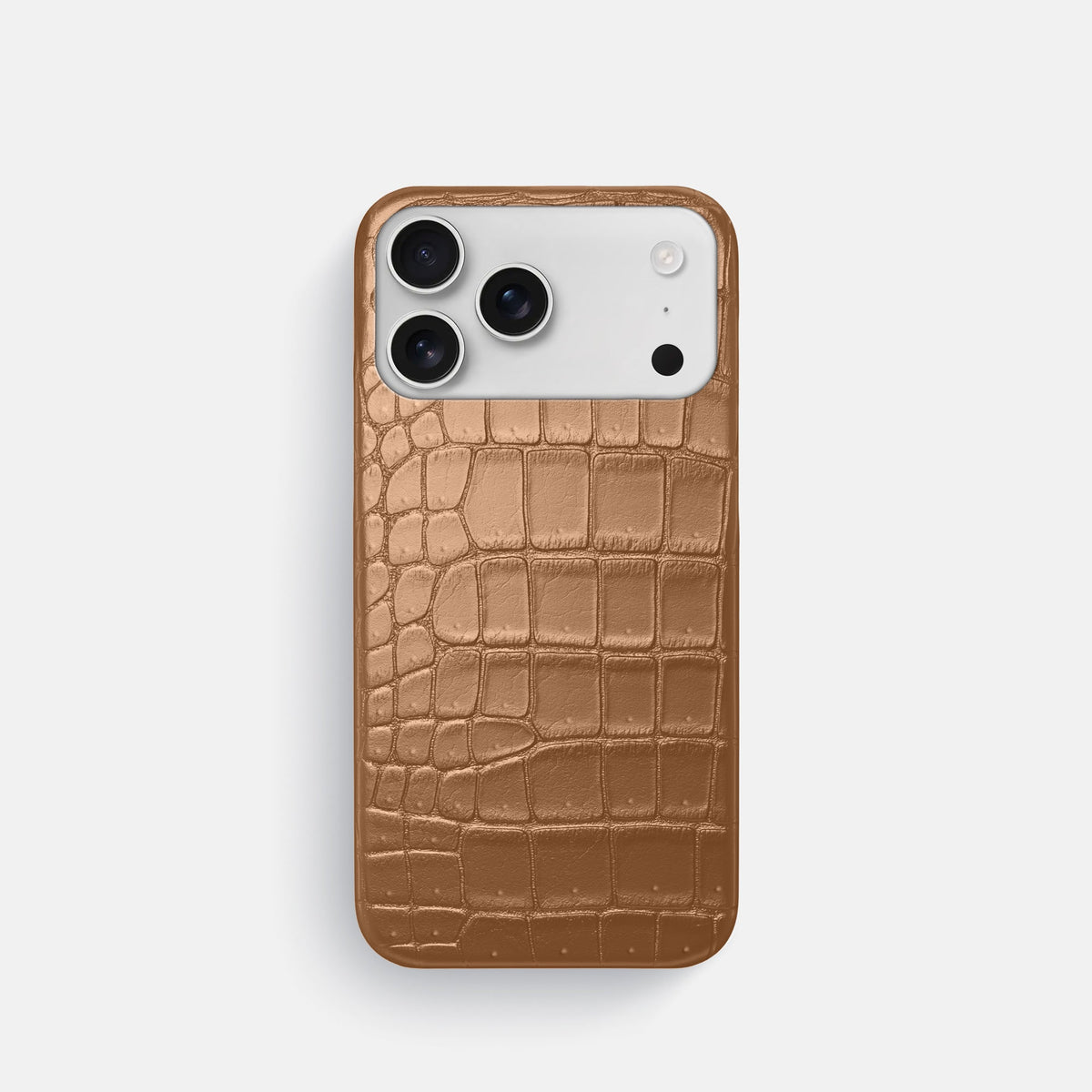 Slim Case For iPhone 18 Pro In Porosus Crocodile -1 | Milk-Chocolate