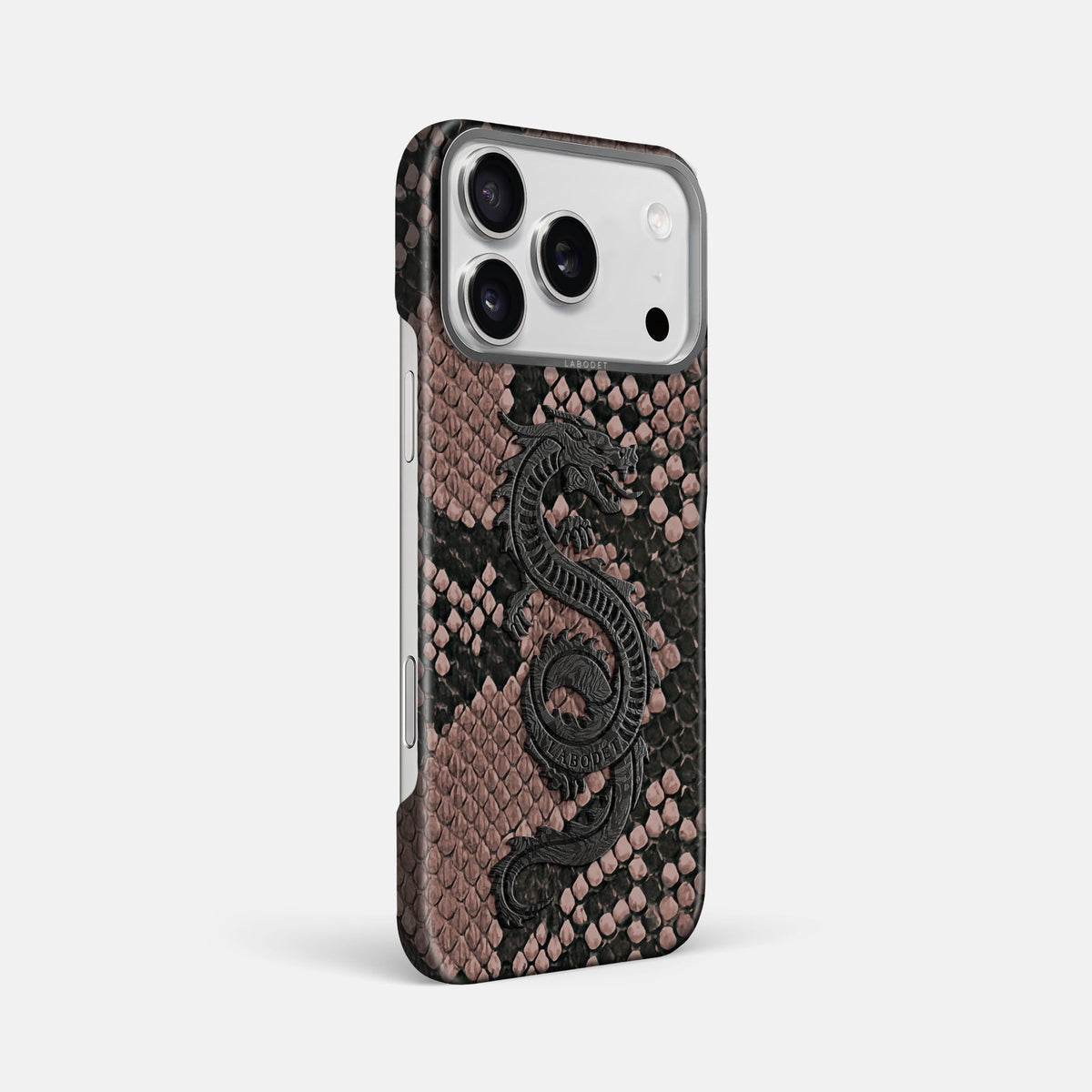 Classic Case With Carbon Dragon For iPhone 18 Pro Max In Deluxe Python -2 | Mahogany-Brown-Steel
