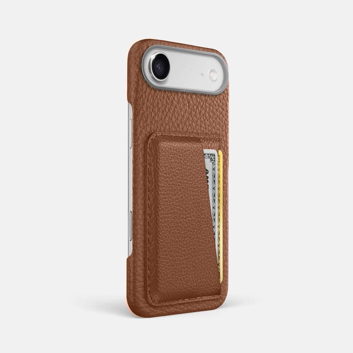 Double Card Case For iPhone 17 Air In Calf -2 | Caramel-Steel