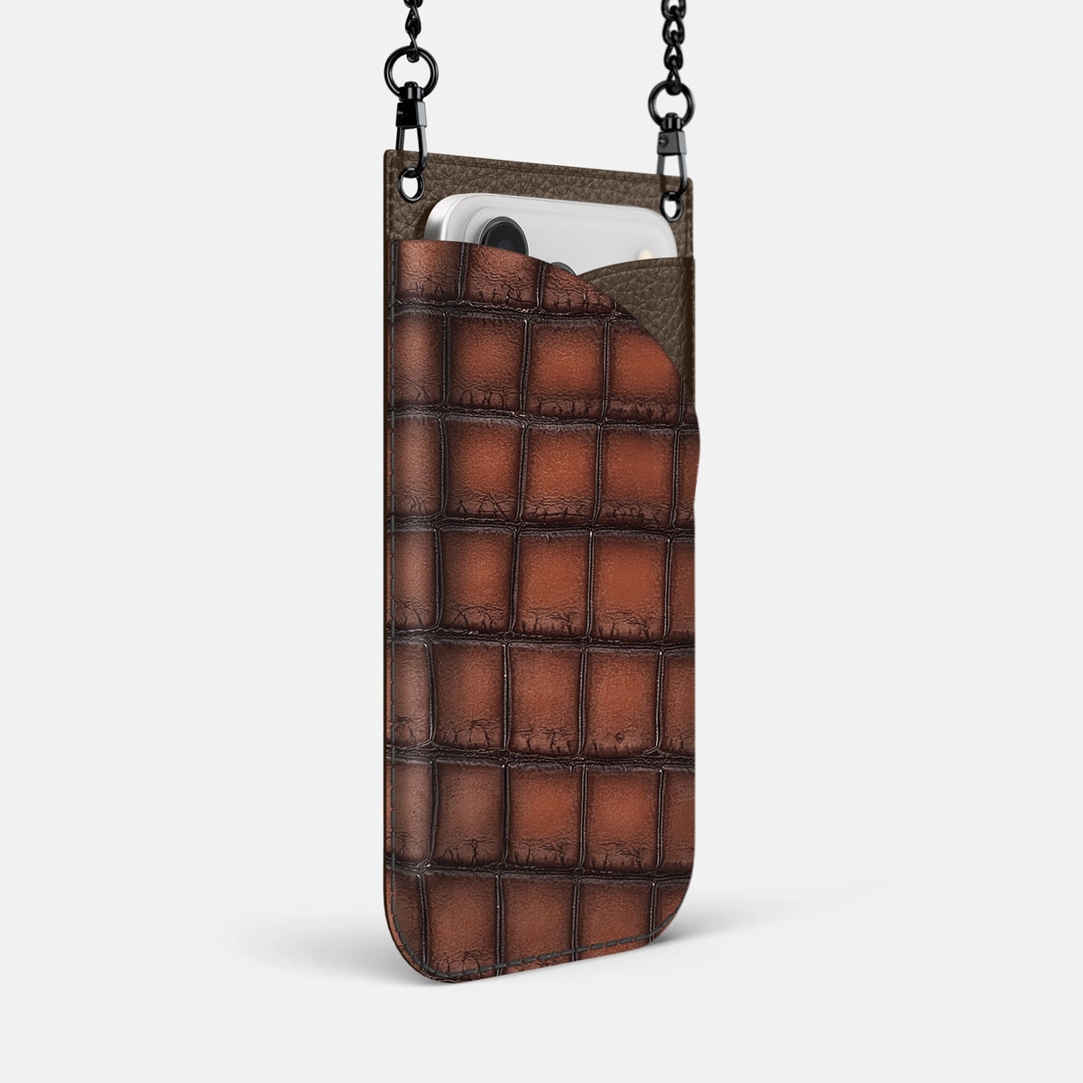 Crossbody Bag For iPhone 18 Pro Max In Patina Alligator -2 | Baobab-Black