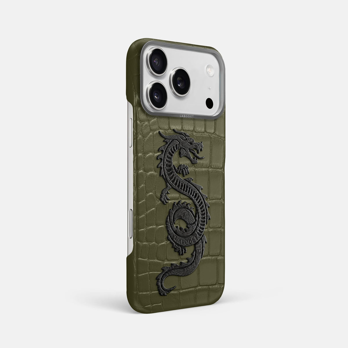 Classic Case With Carbon Dragon For iPhone 18 Pro Max In Alligator -2 | Kaki-Green-Steel