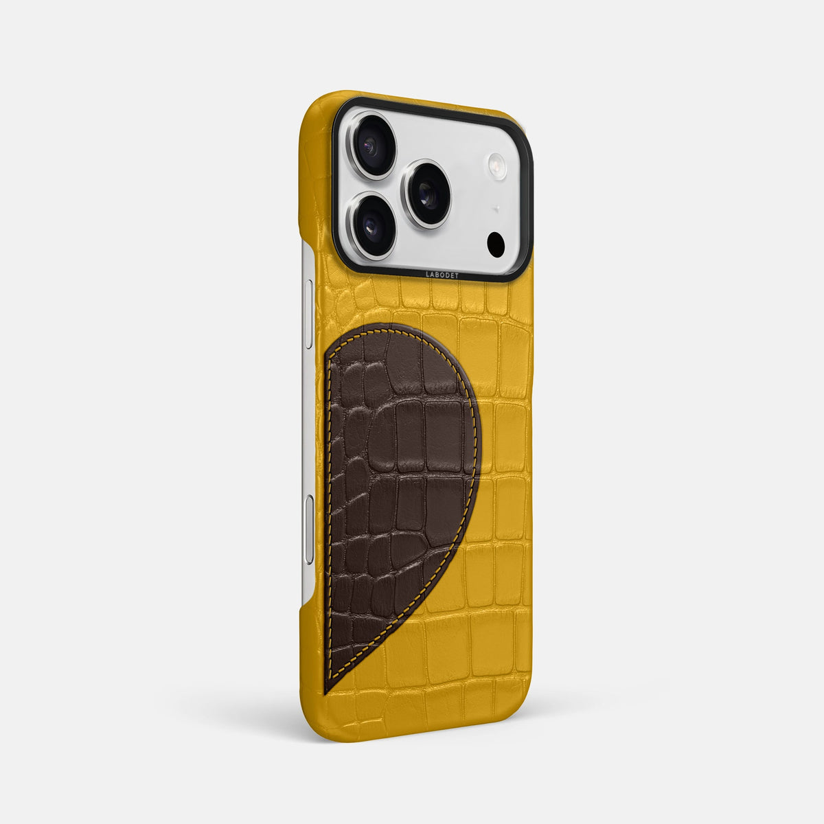 Classic Case With Half Heart - Right For iPhone 18 Pro Max In Alligator -2 | Yellow-Black