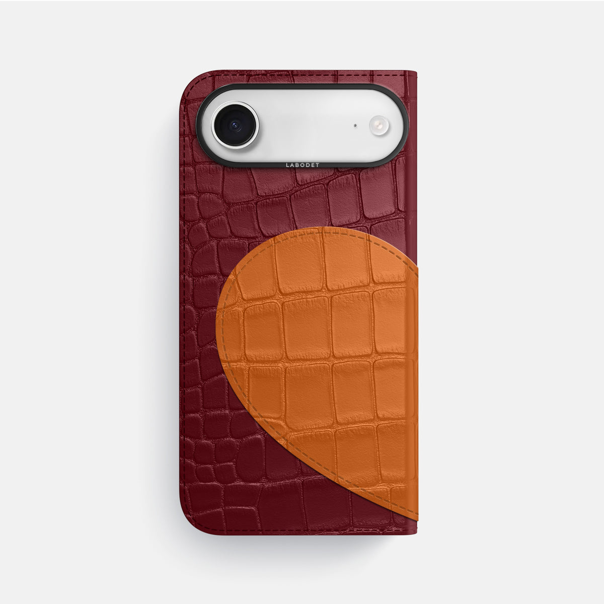 Folio Case With Heart For iPhone 17 Air In Alligator -3 | Burgundy-Black