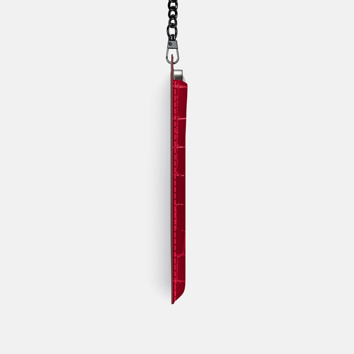Crossbody Bag For iPhone 17 Pro In Shiny Alligator -4 | Cherry-Black