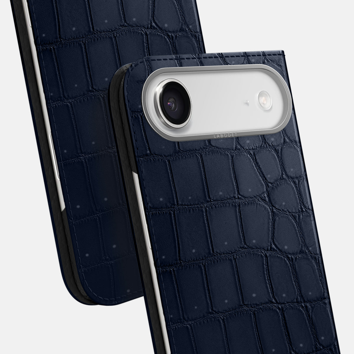 Folio Case For iPhone 17 Air In Porosus Crocodile -5 | Deep-Blue-Sea-Steel