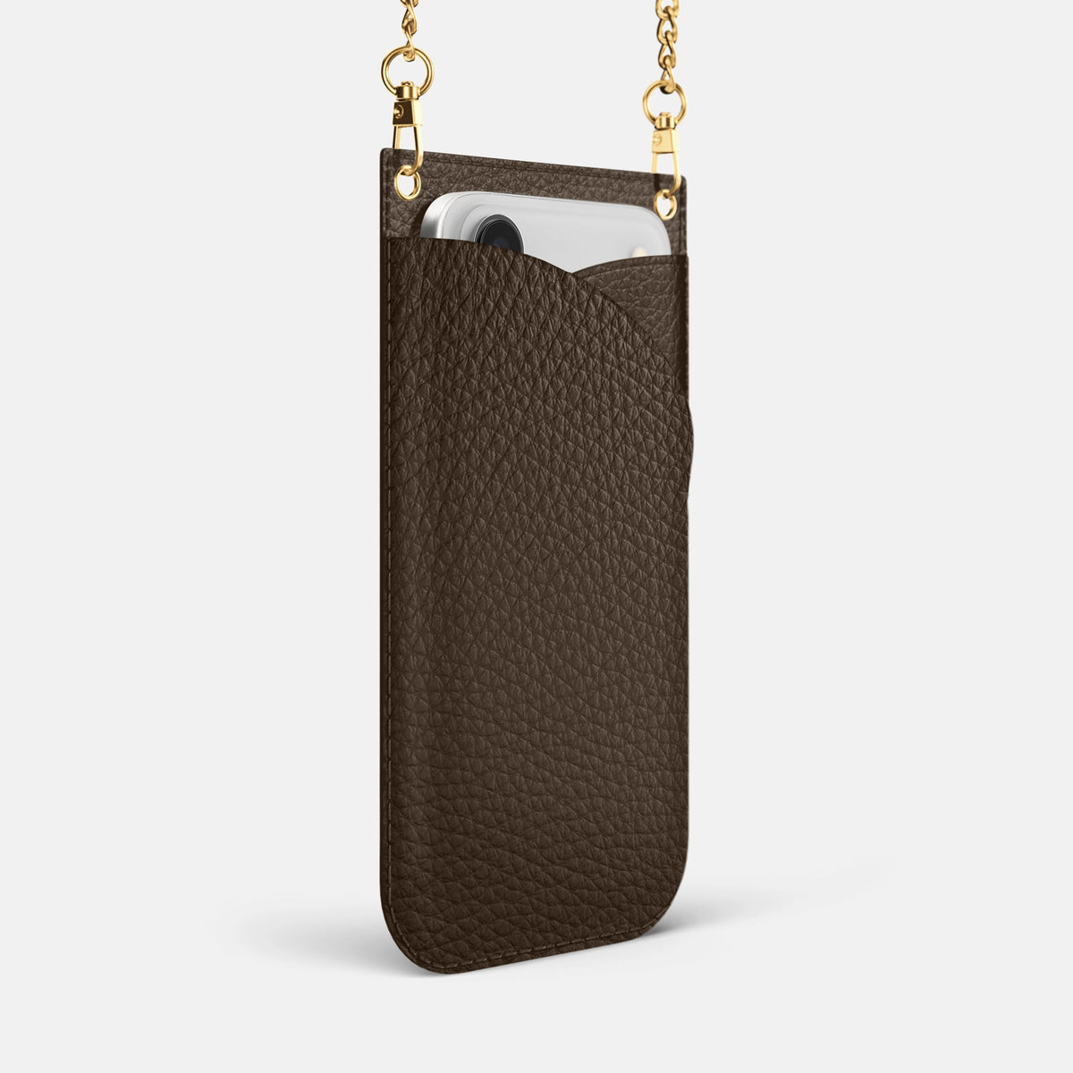 Crossbody Bag For iPhone 18 Pro Max In Calf -2 | Dark-Brown-Gold