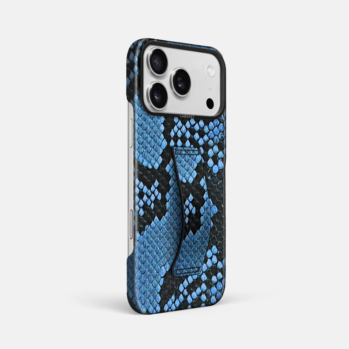Finger Case For iPhone 18 Pro Max In Deluxe Python -2 | Blue-Jeans-Black