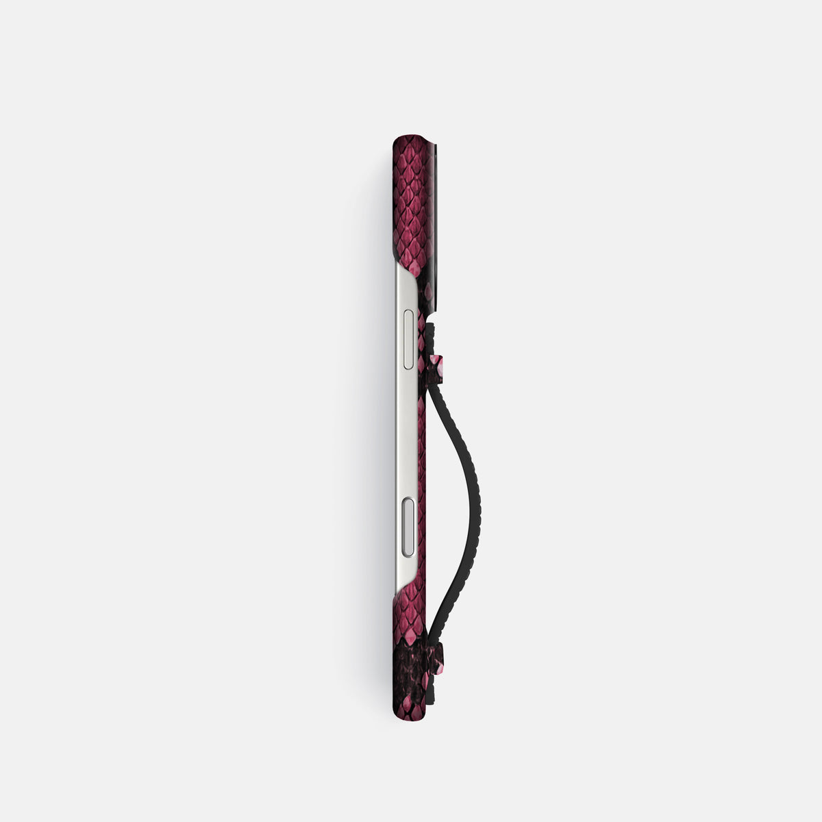 Center Handle For iPhone 17 Pro In Deluxe Python -2 | Burgundy-Black