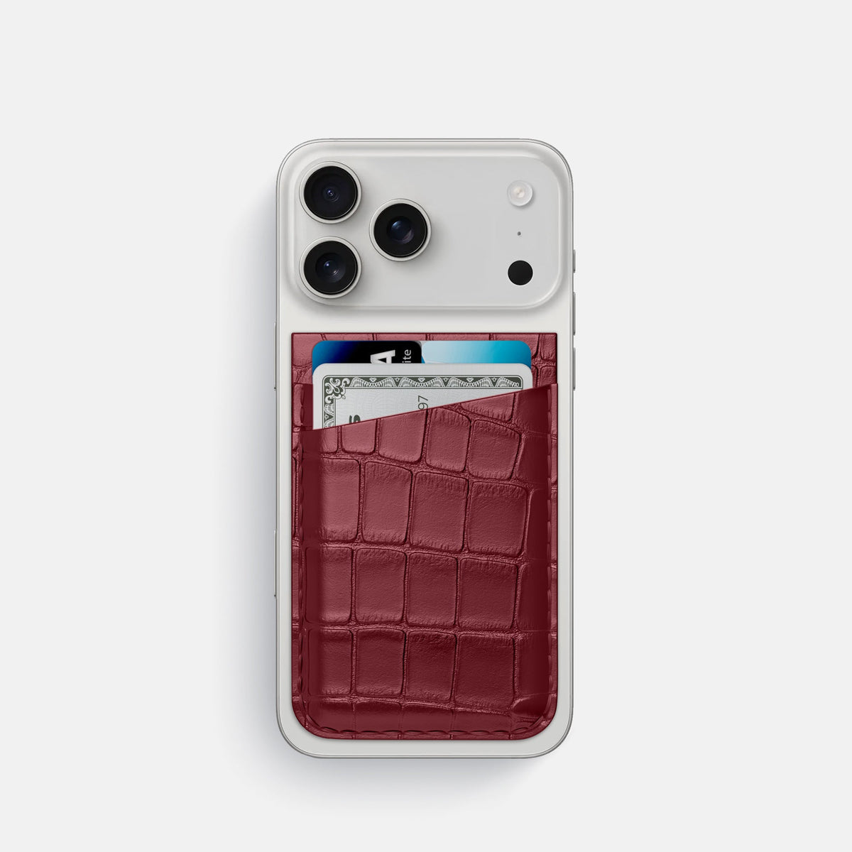 MagSafe Wallet For iPhone 18 Pro In Alligator -1 | Burgundy