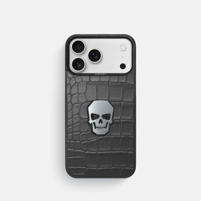 Classic Case With Titanium Skull For iPhone 17 Pro In Alligator -1 | Grey-Black