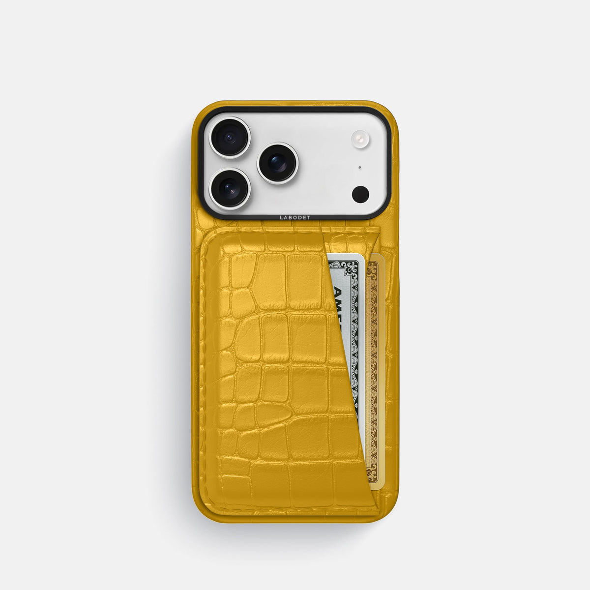 Double Card Case For iPhone 18 Pro In Alligator -1 | Yellow-Black