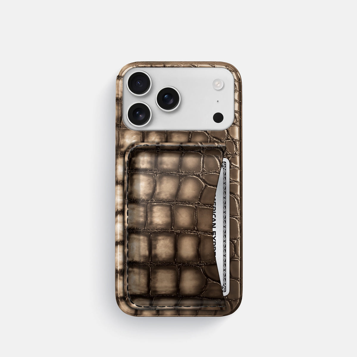 Slim Card Case For iPhone 18 Pro In Patina Alligator -1 | Etoupe