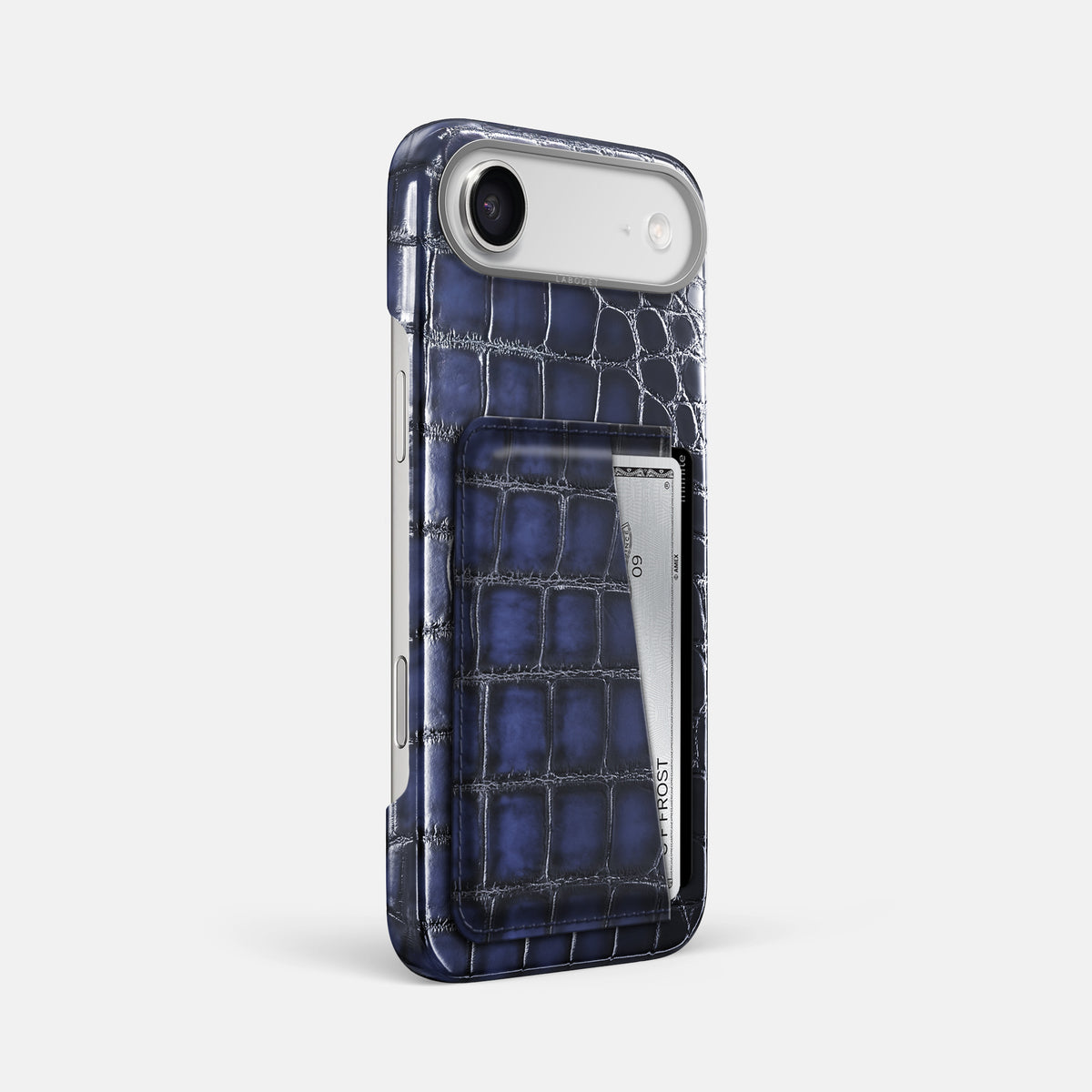 Double Card Case For iPhone 17 Air In Patina Alligator -2 | Havana-Blue-Steel