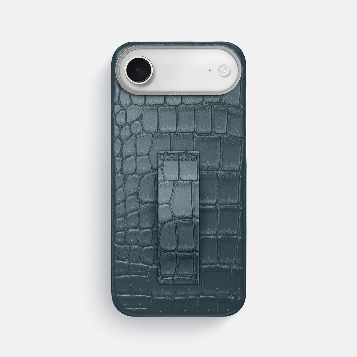 Finger Case For iPhone 17 Air In Porosus Crocodile -1 | Denim-Steel