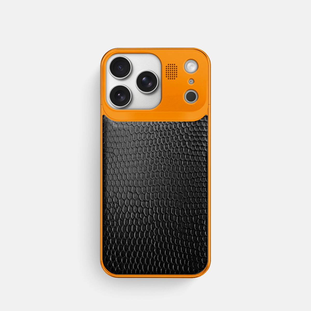 Metal Case For iPhone 17 Pro In Lizard -1 | Black-Orange