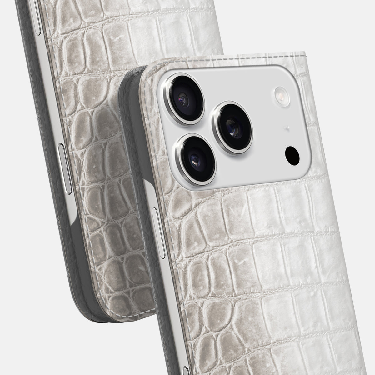 Folio Slim Case For iPhone 17 Pro In Himalayan Crocodile -5 | Grey