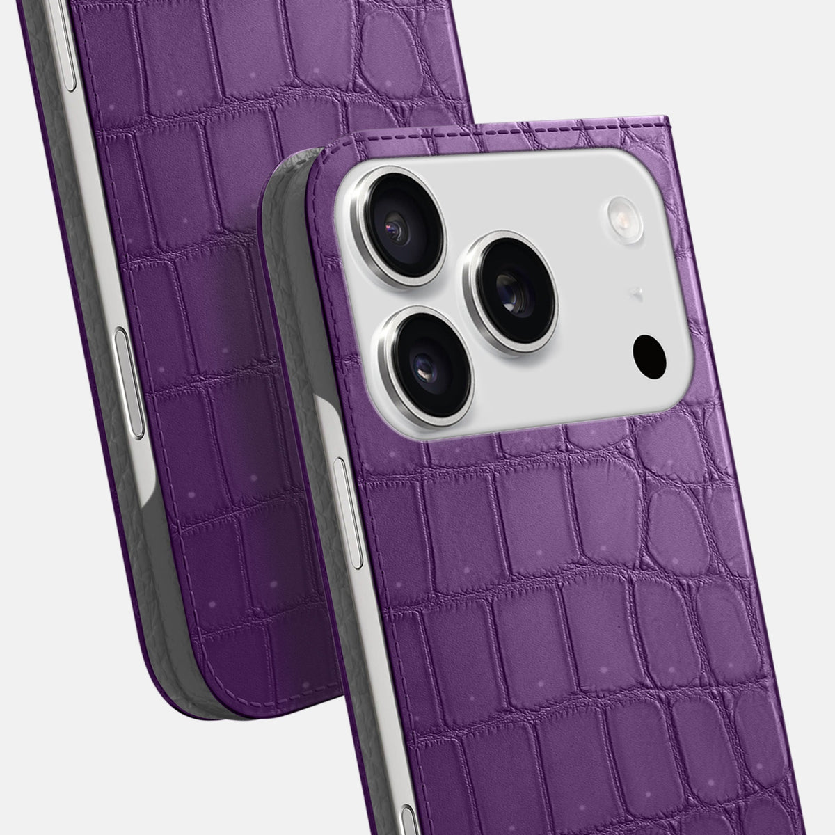 Folio Slim Case For iPhone 18 Pro Max In Porosus Crocodile -5 | Purple