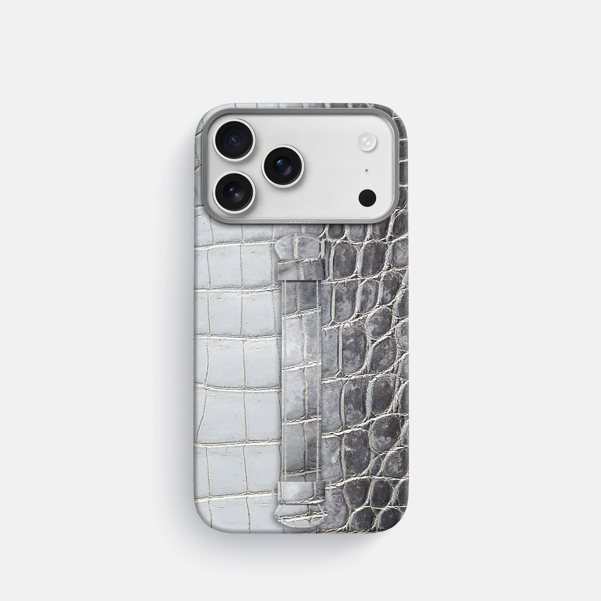 Center Handle For iPhone 17 Pro In Himalayan Crocodile -2 | Silver-Steel