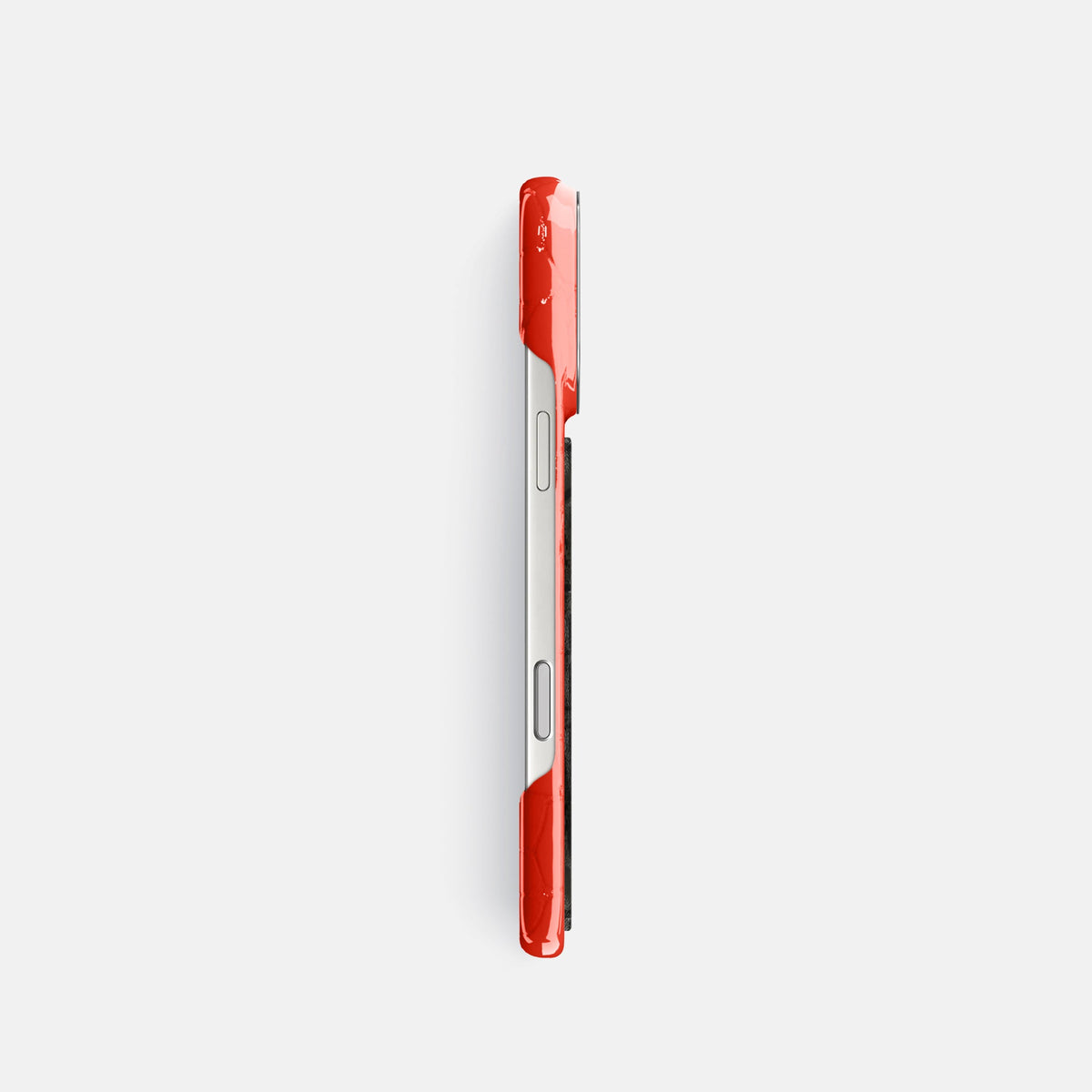 Classic Case With Carbon Dragon For iPhone 18 Pro In Shiny Alligator -3 | Coral-Orange-Steel