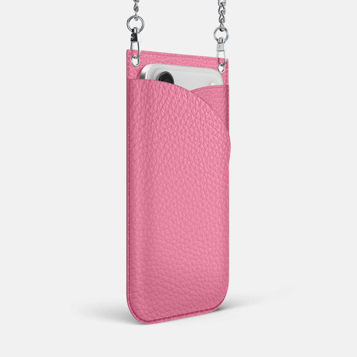 Crossbody Bag For iPhone 17 Pro Max In Calf -2 | Pink-Steel