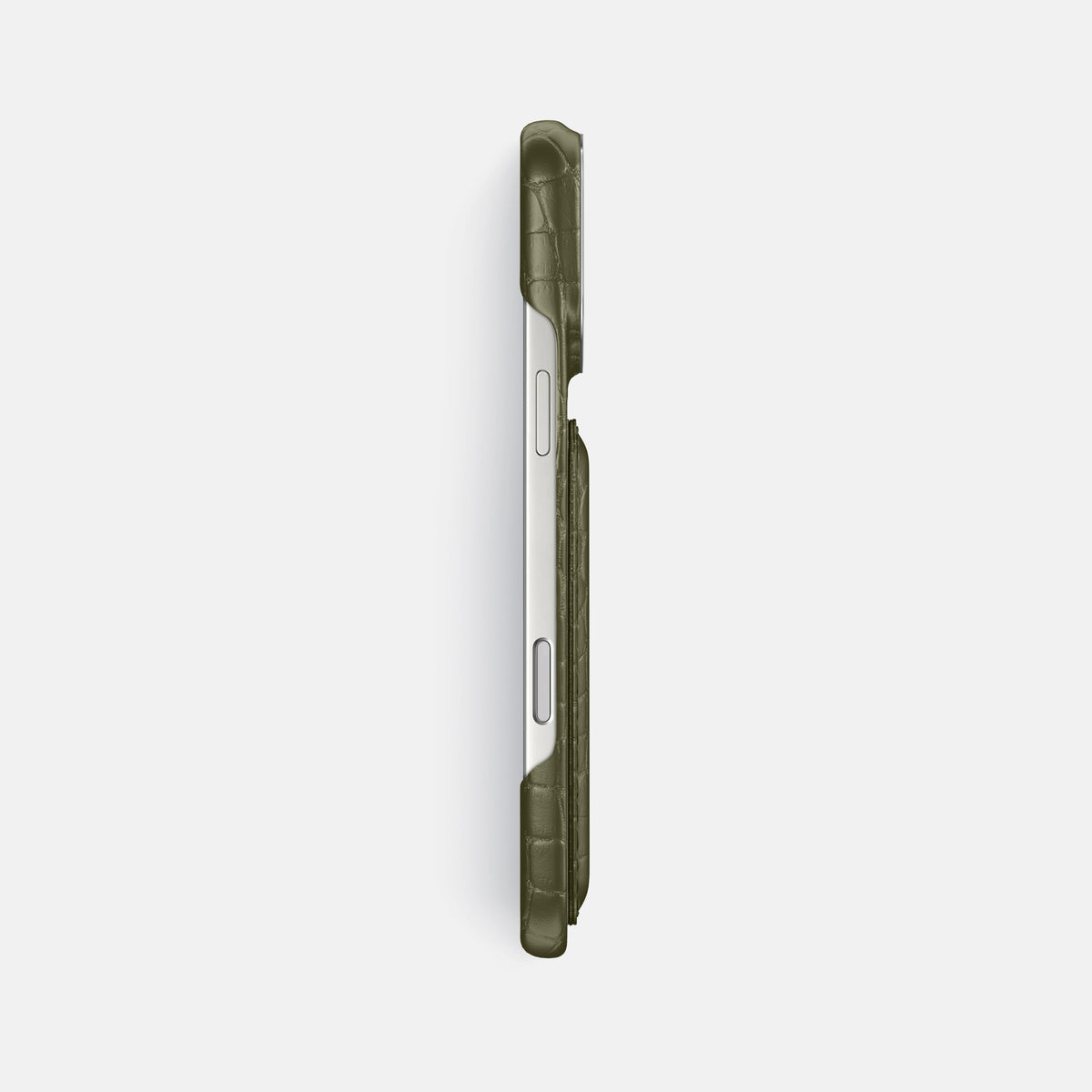 Double Card Case For iPhone 17 Pro Max In Alligator -3 | Kaki-Green-Steel