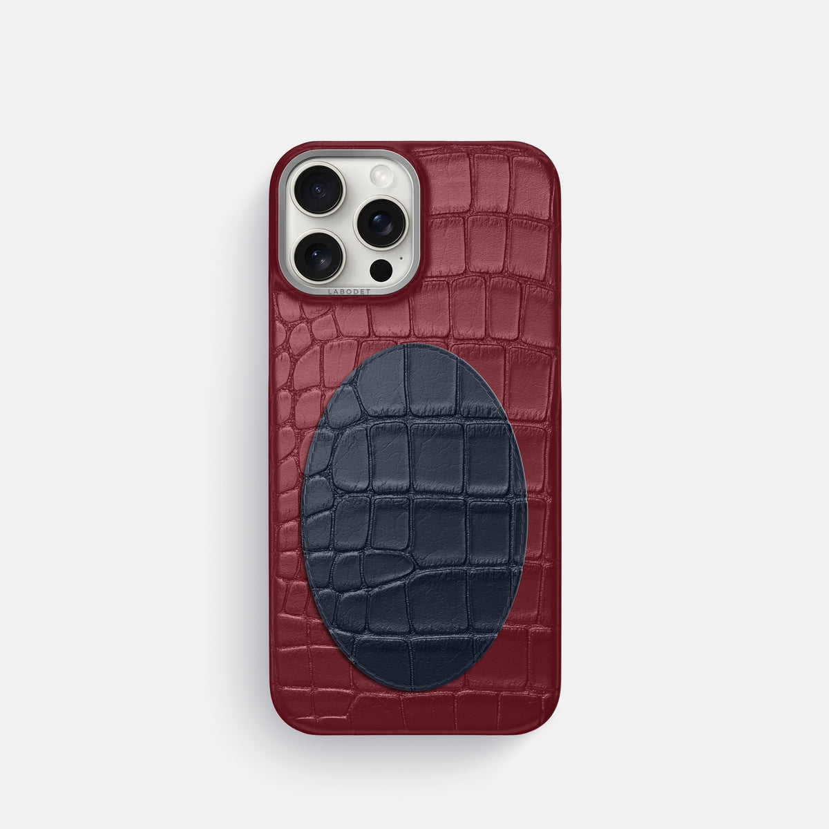Classic Case With Oval For iPhone 16 Pro In Alligator -1 | Burgundy-Steel