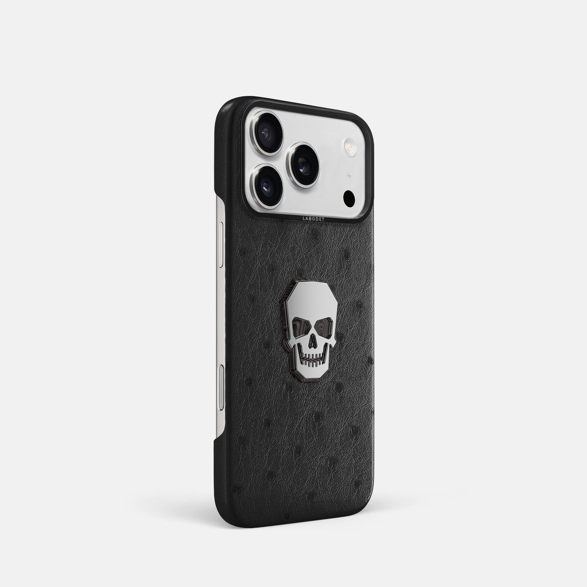 Classic Case With Titanium Skull For iPhone 18 Pro In Ostrich -2 | Black-Black