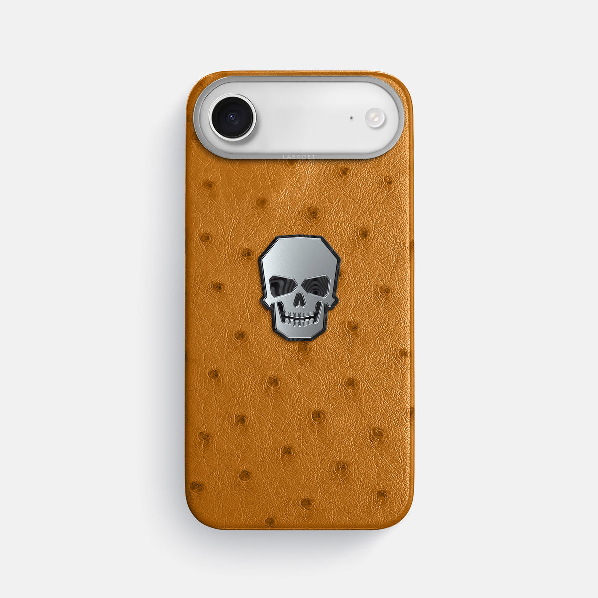Classic Case With Titanium Skull For iPhone 17 Air In Ostrich -1 | Chestnut-Steel