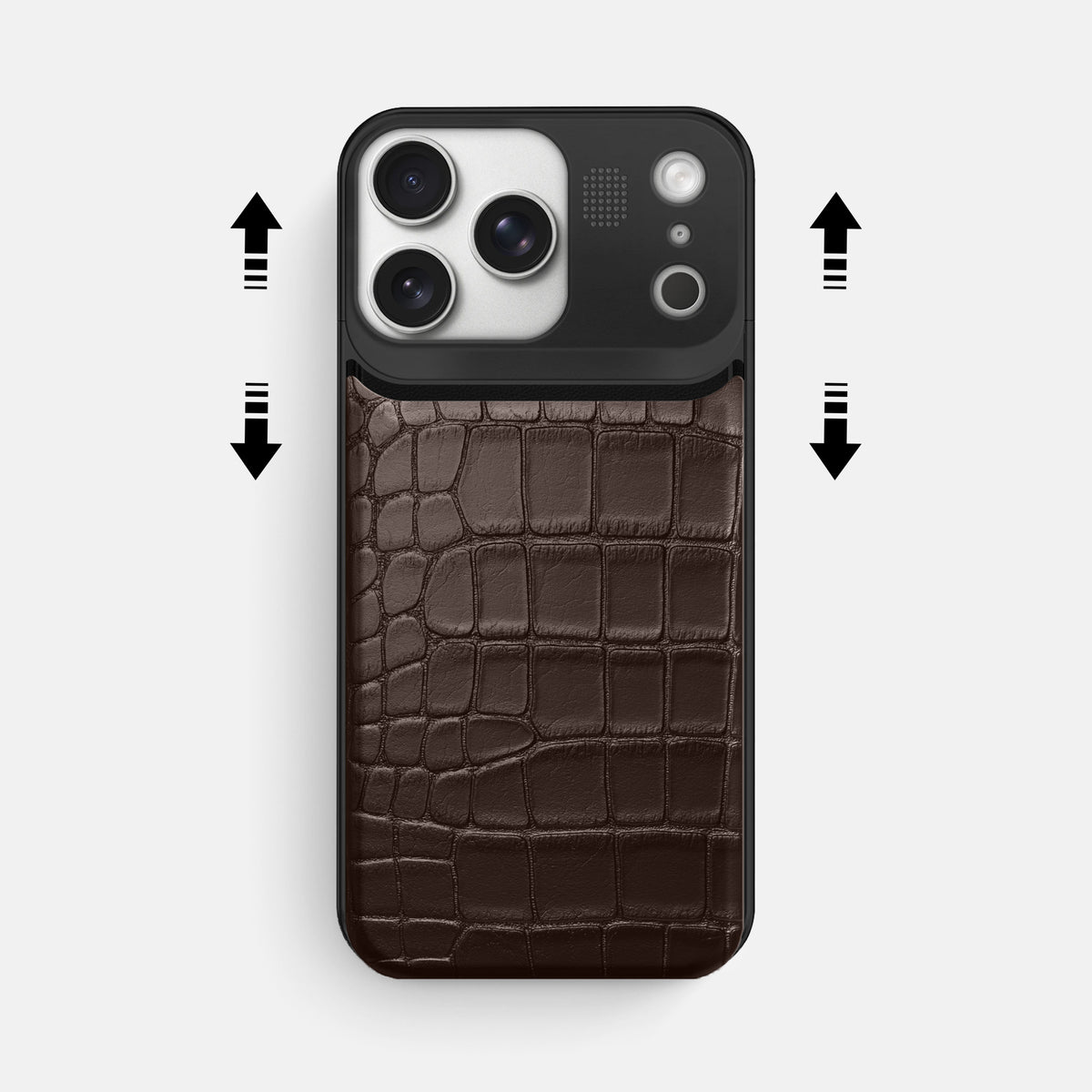 Metal Case For iPhone 17 Pro Max In Alligator -2 | Dark-Brown-Black