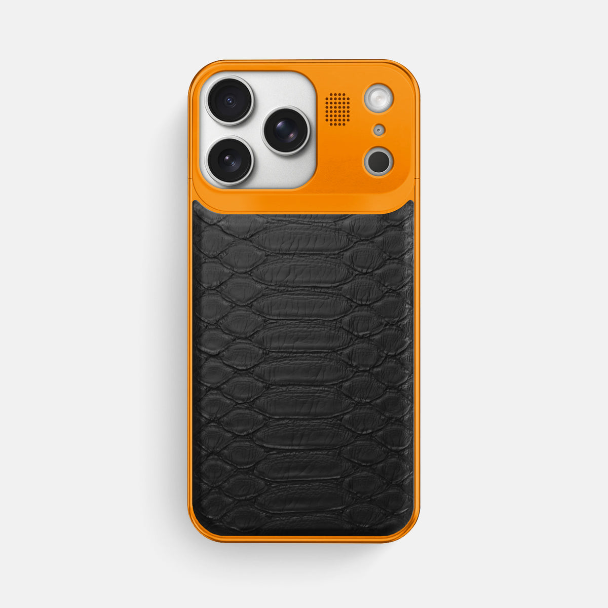 Metal Case For iPhone 17 Pro Max In Python -1 | Black-Orange