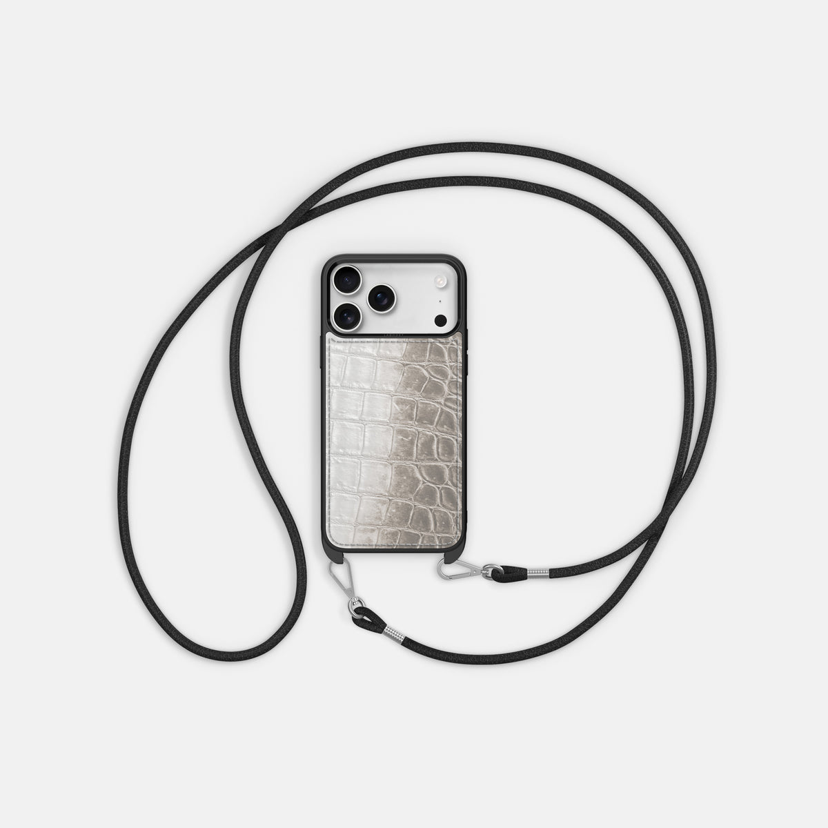 Crossbody Sport Case For iPhone 17 Pro In Himalayan Crocodile -5 | Grey
