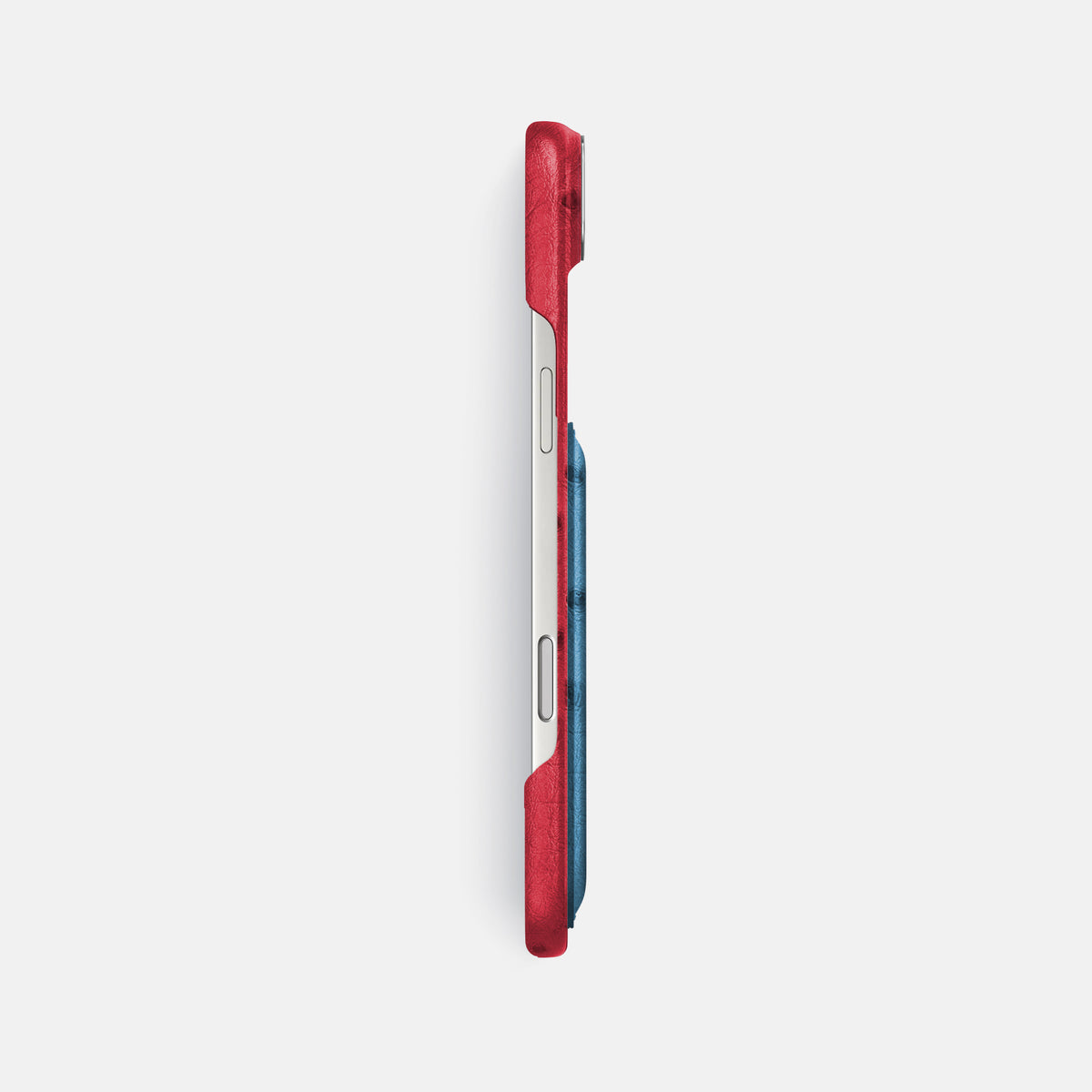 Double Card Case Coloré For iPhone 17 Air In Ostrich -3 | Red-Steel