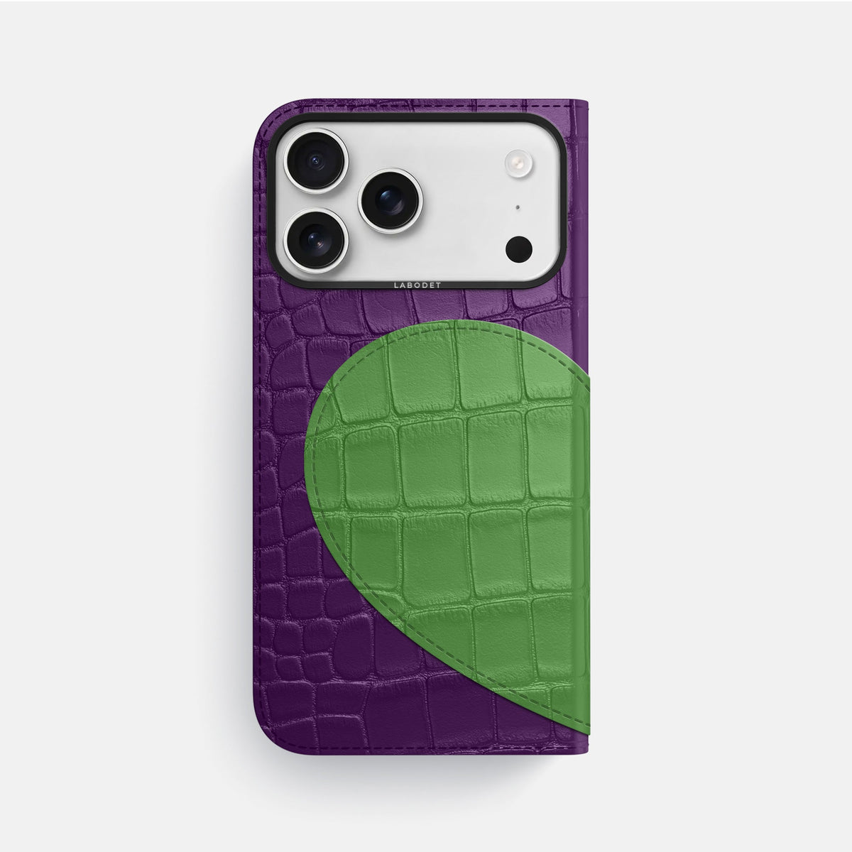 Folio Case With Heart For iPhone 18 Pro Max In Alligator -3 | Purple-Black