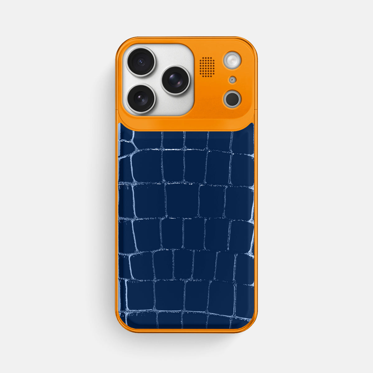 Metal Case For iPhone 17 Pro Max In Shiny Alligator -1 | Mediterranean-Orange