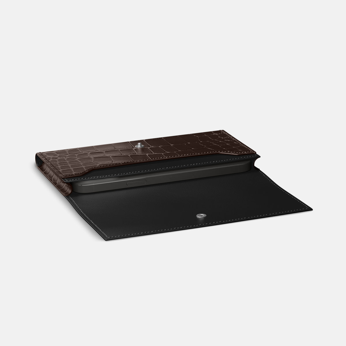 Wallet Case For iPhone 17 Pro In Alligator -4 | Dark-Brown
