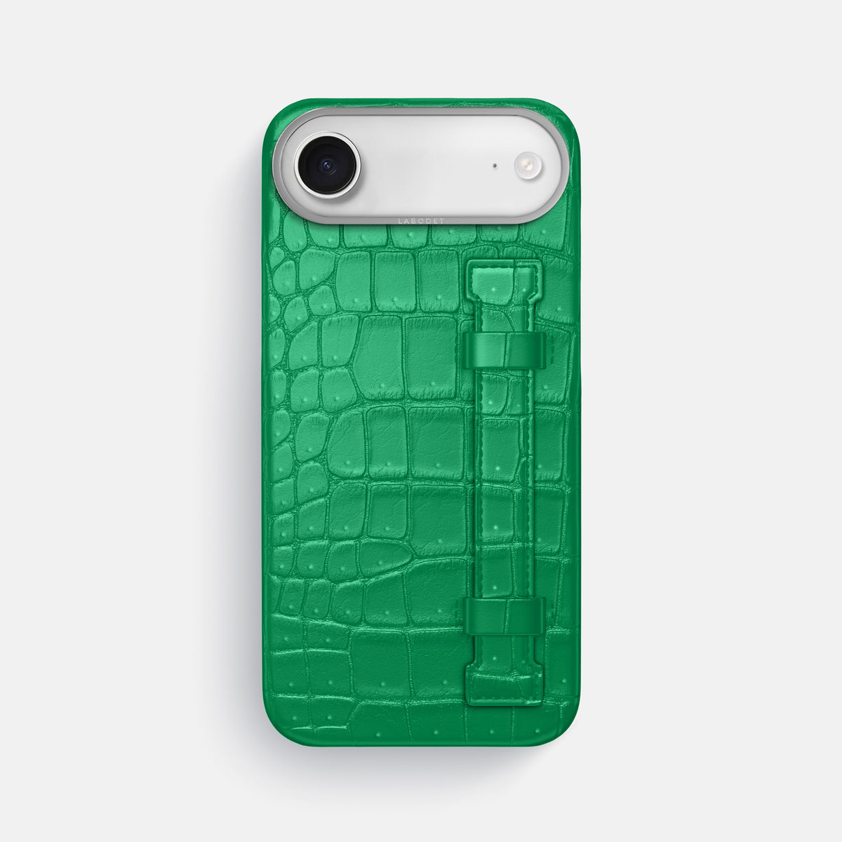 Handle Case For iPhone 17 Air In Porosus Crocodile -1 | Cactus-Green-Steel