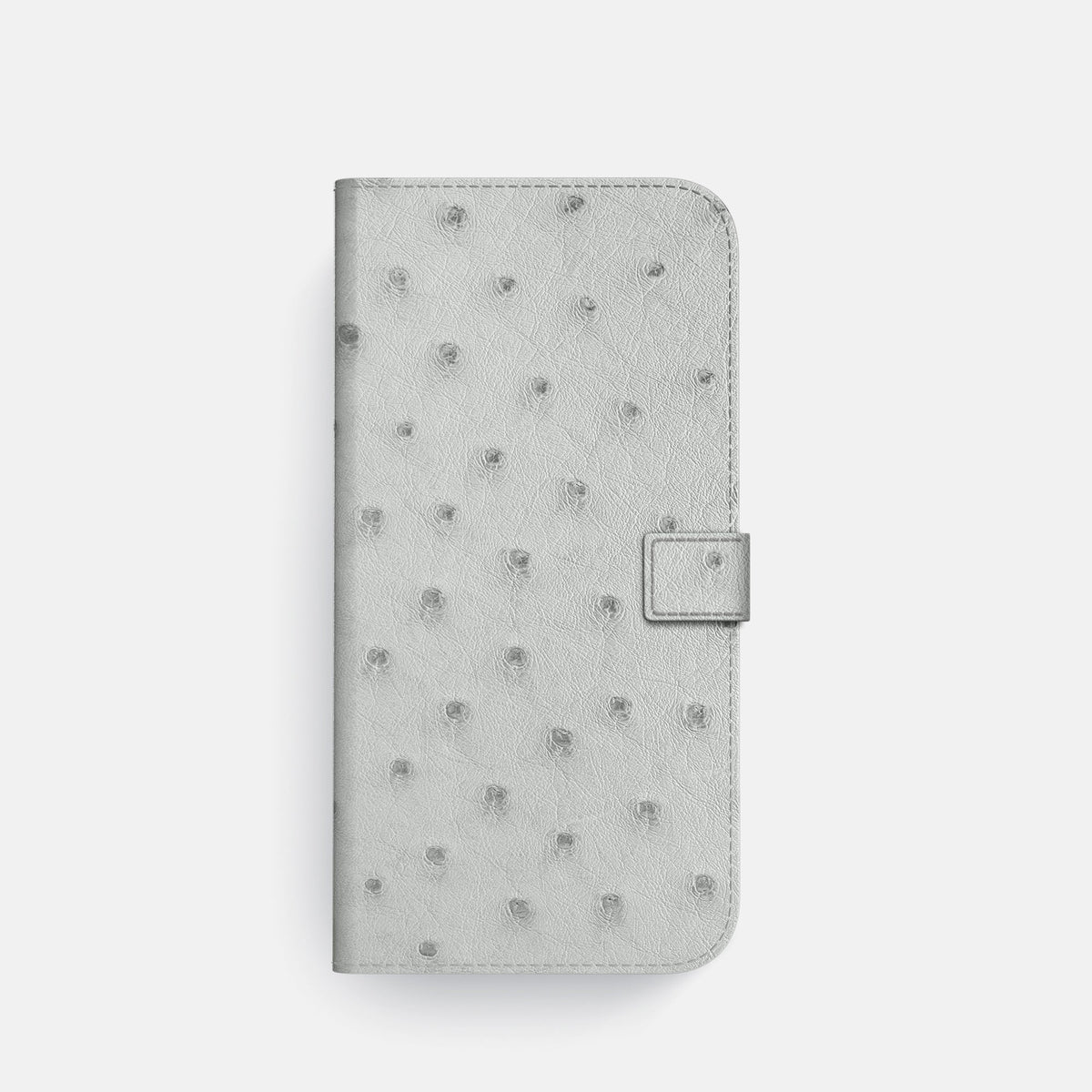 Folio Case with Clasp For iPhone 18 Pro In Ostrich -4 | White-Steel