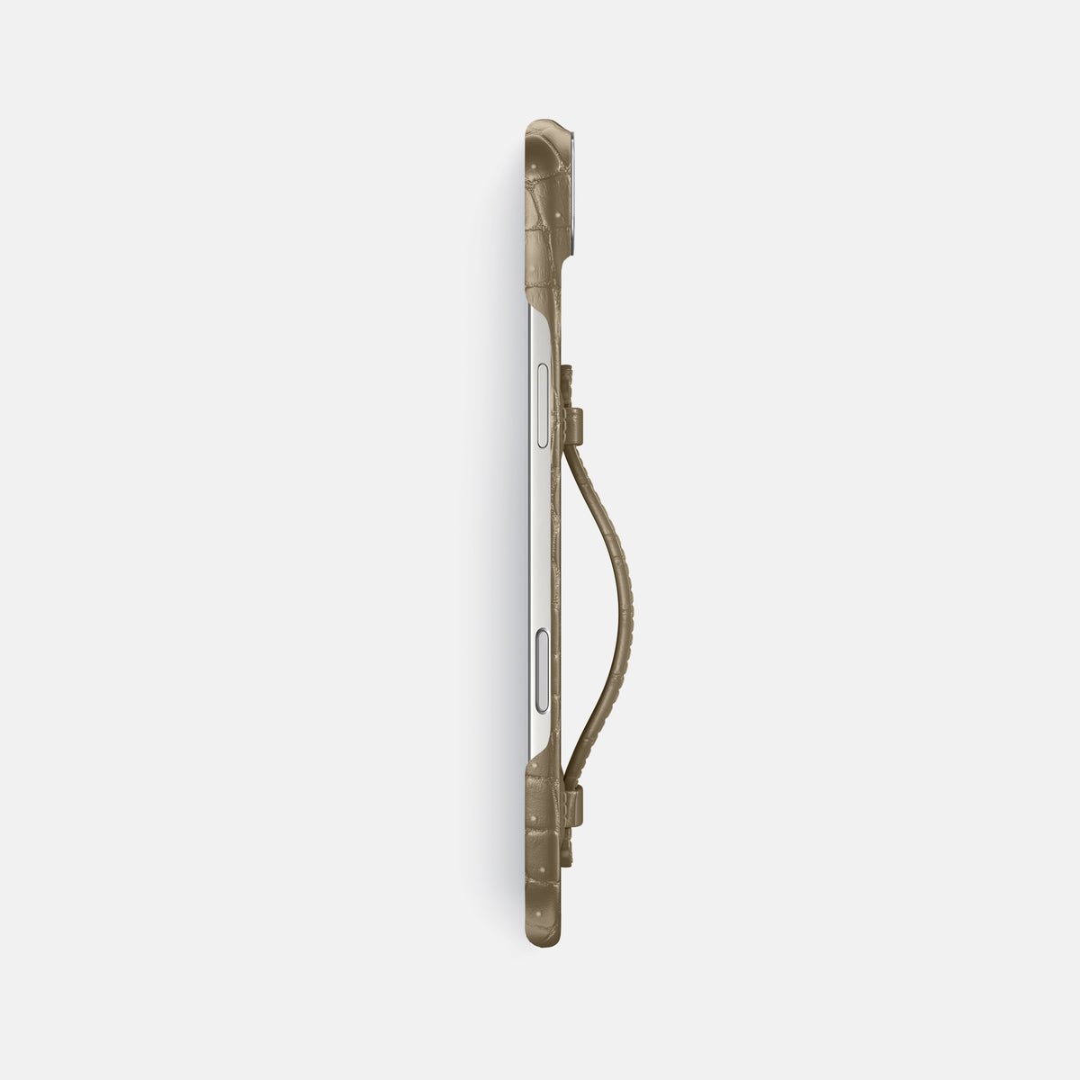 Center Handle For iPhone 17 Air In Porosus Crocodile -2 | Kaki-Green-Steel