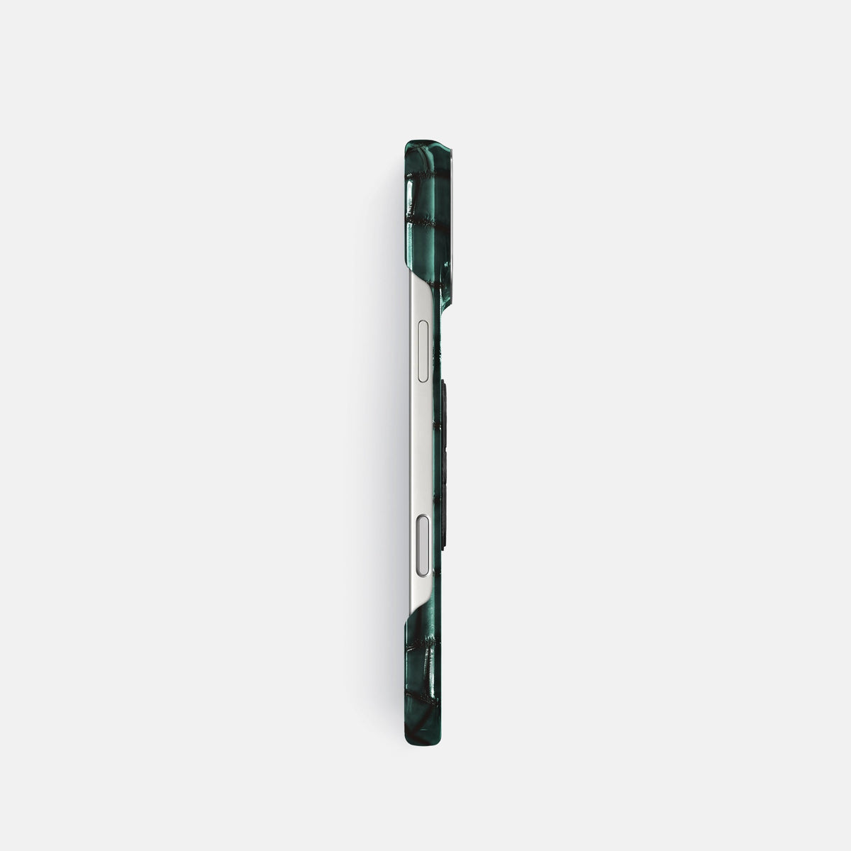 Classic Case With Carbon Skull For iPhone 18 Pro In Patina Alligator -3 | Green-Steel