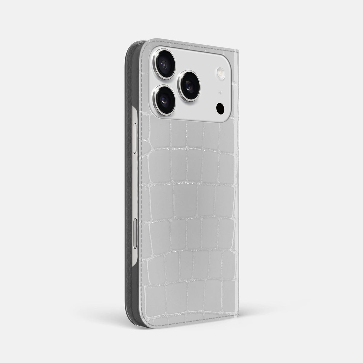 Folio Slim Case For iPhone 18 Pro Max In Shiny Alligator -1 | White