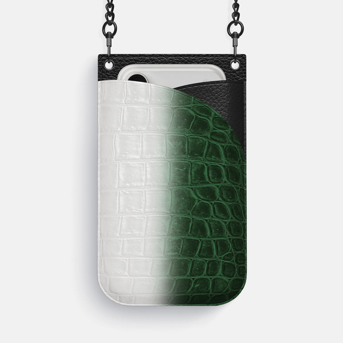 Crossbody Bag For iPhone 17 Pro Max In Himalayan Crocodile -1 | Green-Black