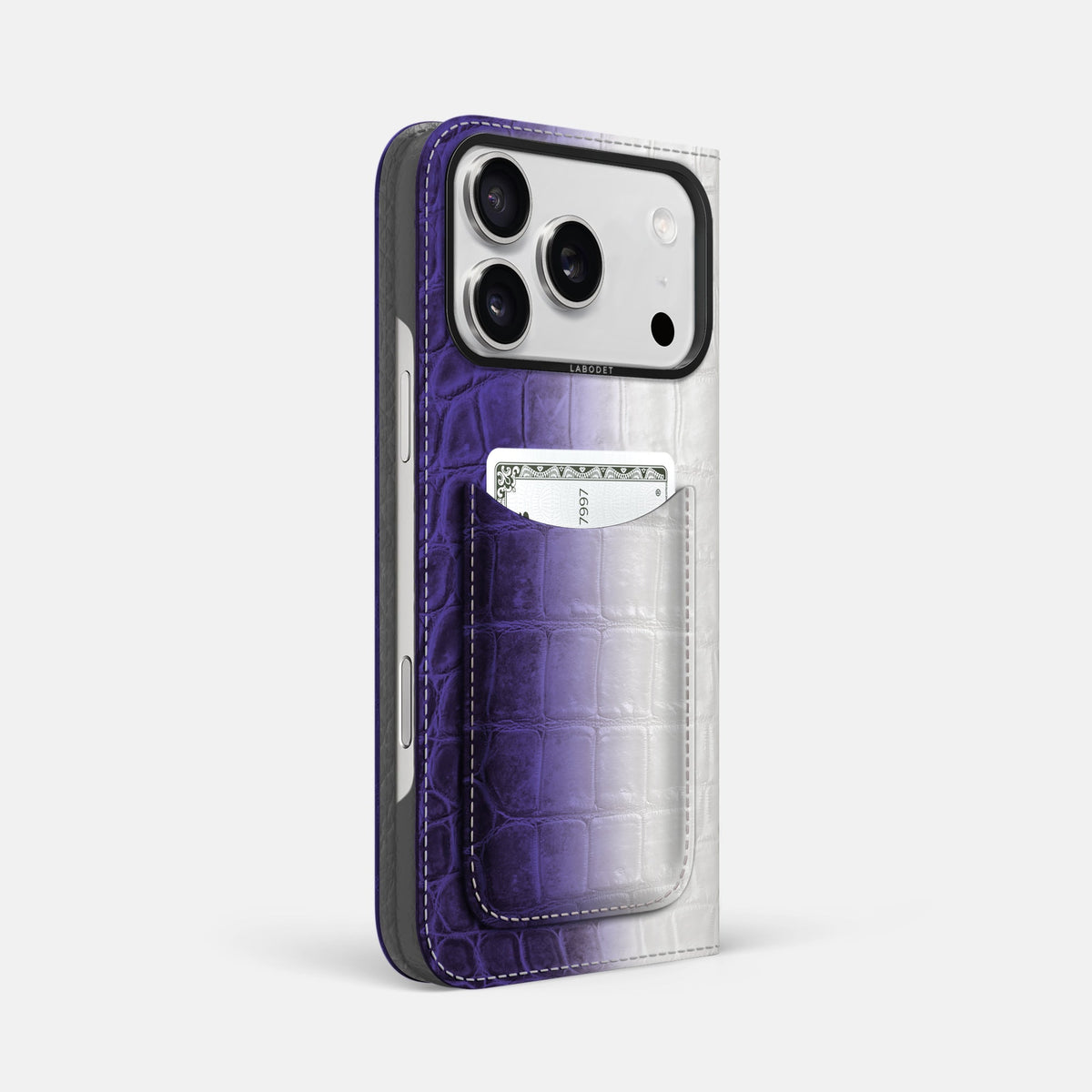 Folio Case with Card For iPhone 18 Pro Max In Himalayan Crocodile -1 | Purple-Black