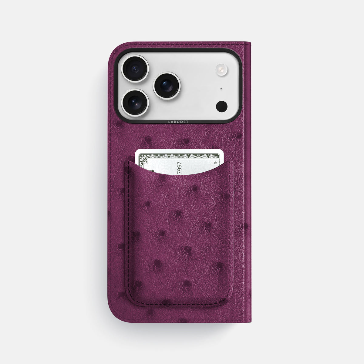 Folio Case with Card For iPhone 17 Pro Max In Ostrich -3 | Purple-Black
