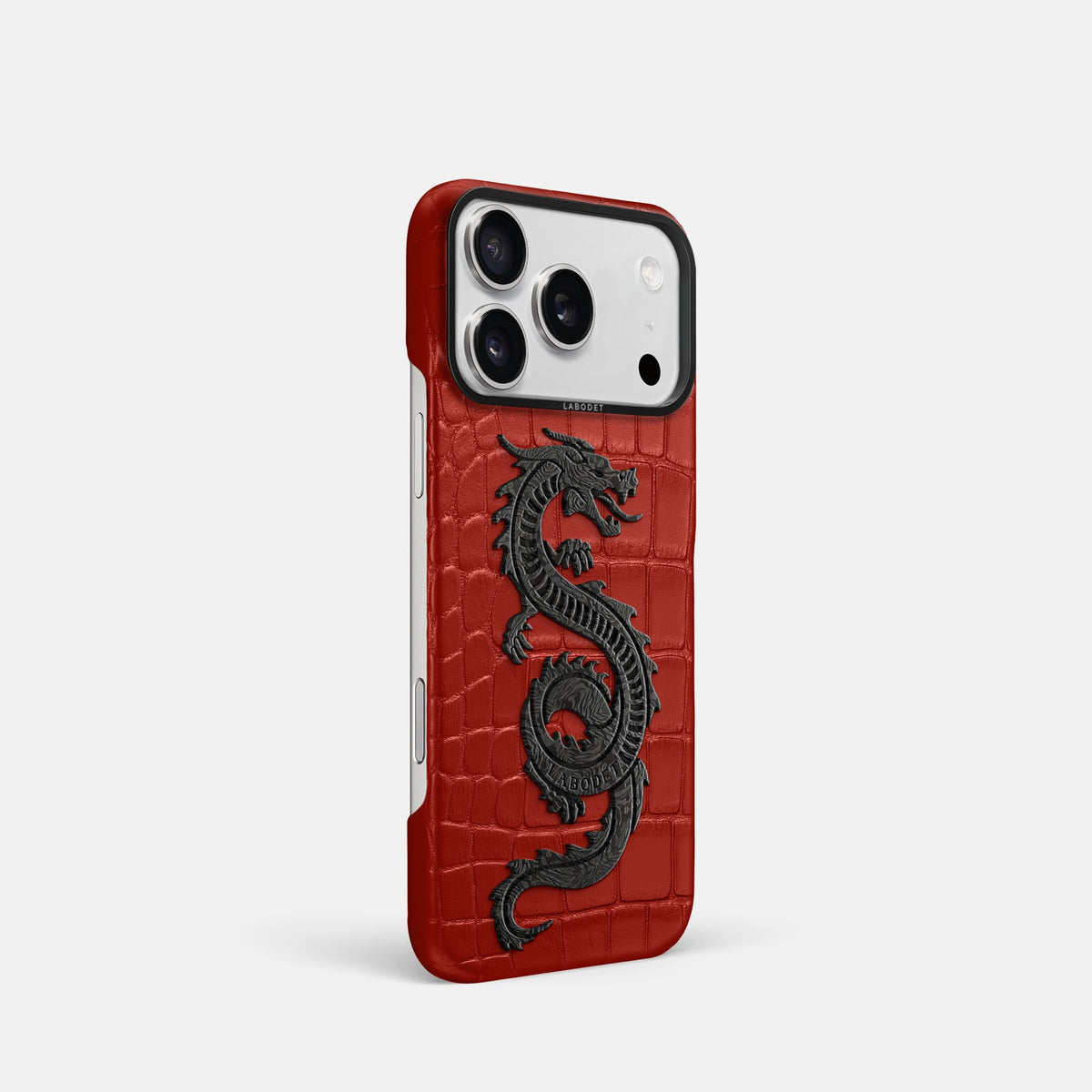Classic Case With Carbon Dragon For iPhone 18 Pro In Alligator -2 | Red-Black